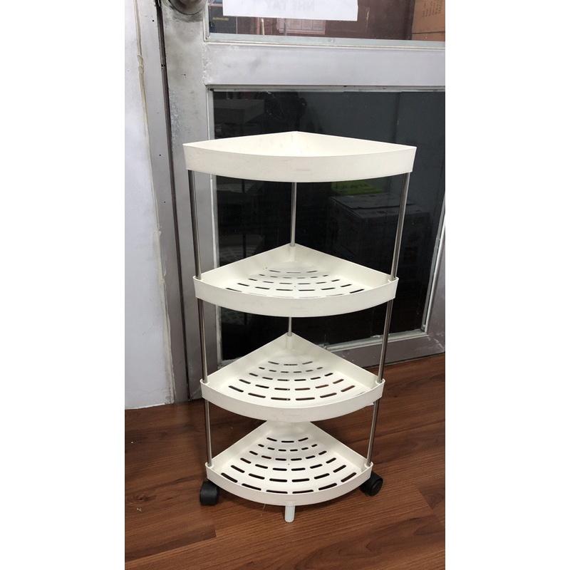 Kệ Góc Nhựa 4 Tầng Tam Giác Đa Năng Có Bánh Xe, Kệ Đựng Đồ Dùng Nhà Bếp, Nhà Tắm