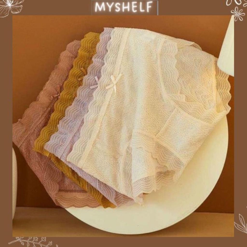 Mẫu mới hot - Quần lót cotton phối ren nơ quyến rũ 046