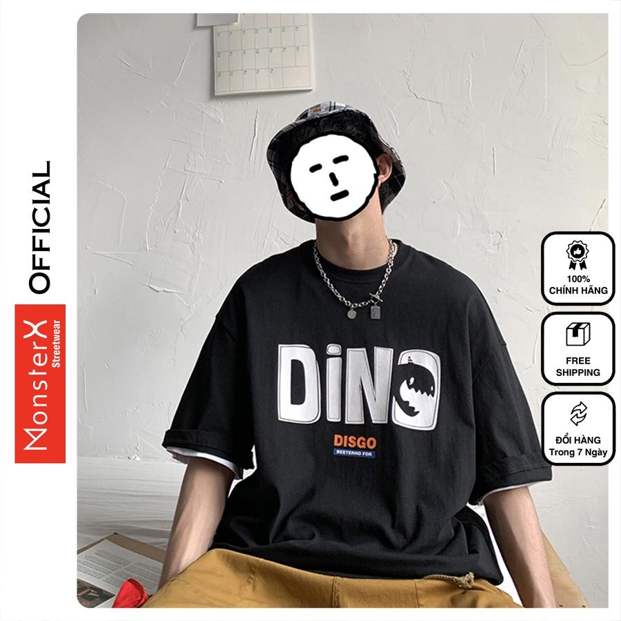 Áo thun unisex MonsterX DINO phông tay lỡ nam nữ form rộng Oversize 3 màu