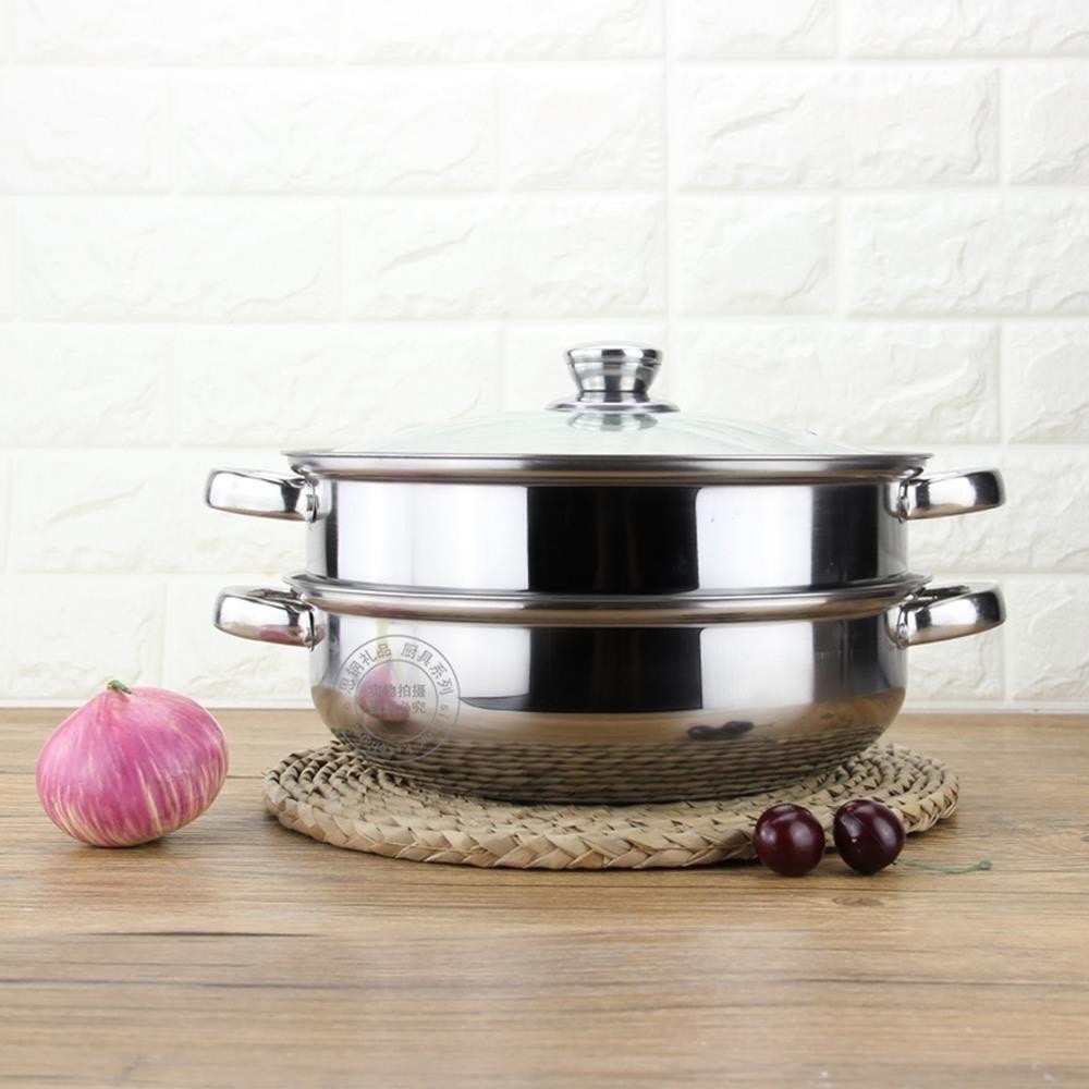 Nồi lẩu inox 2 tầng - dùng được bếp từ, bếp ga, bếp hồng ngoại