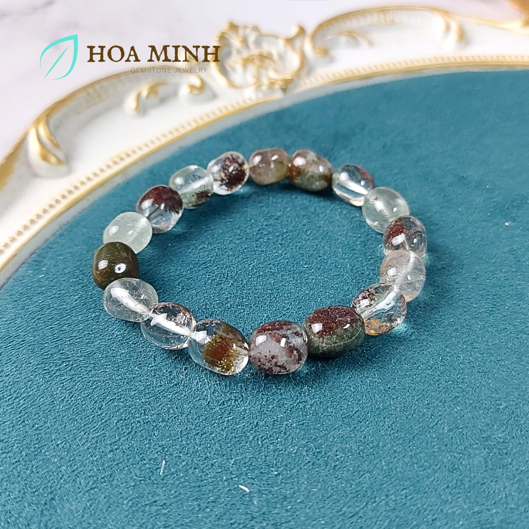 Vòng tay đá Thạch Anh Ưu Linh tự nhiên hạt lu bo tròn size 9x10 li phong cách cá tính, thời trang không kén mệnh