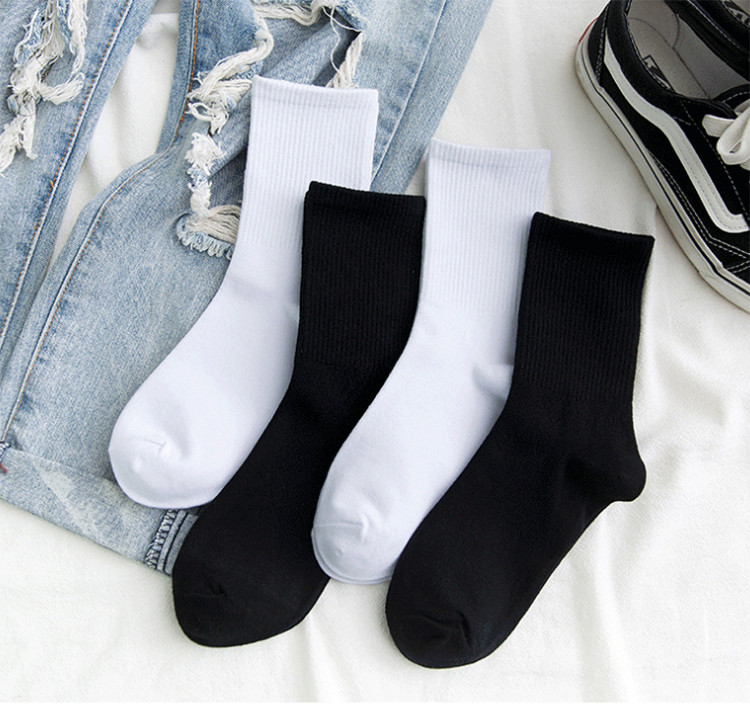 Set 5 Đôi Tất Cao Cổ Unisex Bèo Nhún Gân Tăm Style Thanh Lịch