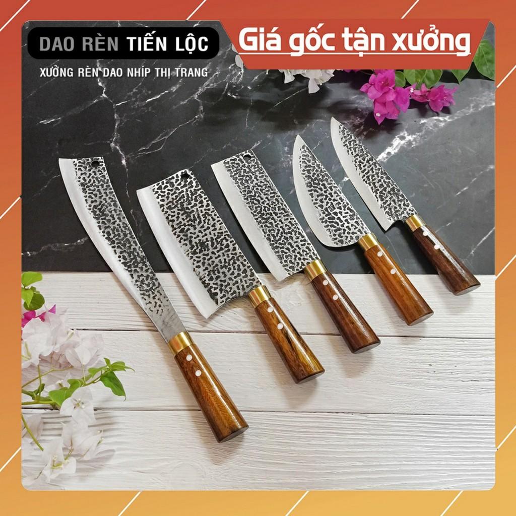 Bộ Dao Nhà Bếp 5 Món Thép Nhíp ô tô hàng cao câp loại tốt siêu bén đa năng đủ loại