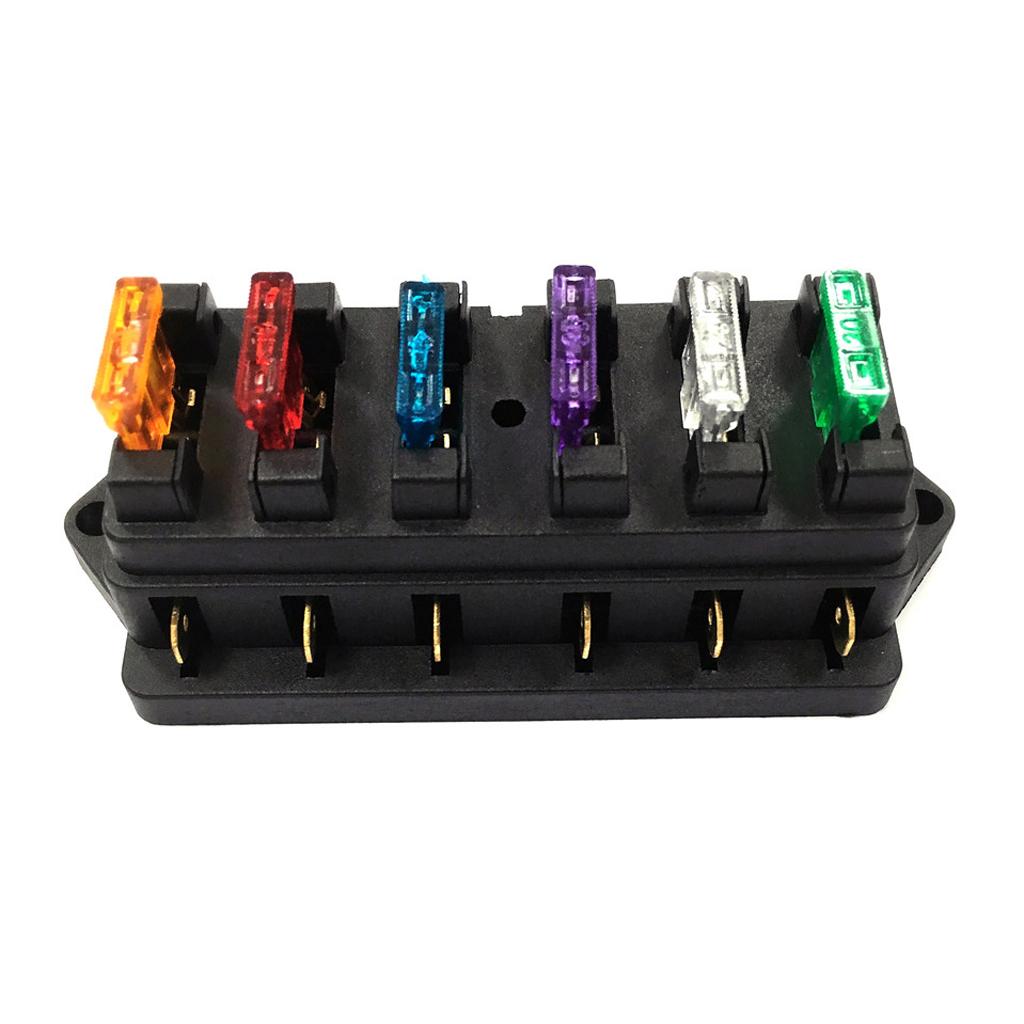12V-24V Car 6 Way Circuit Standard Blade Fuse Box Holder Distribution Block