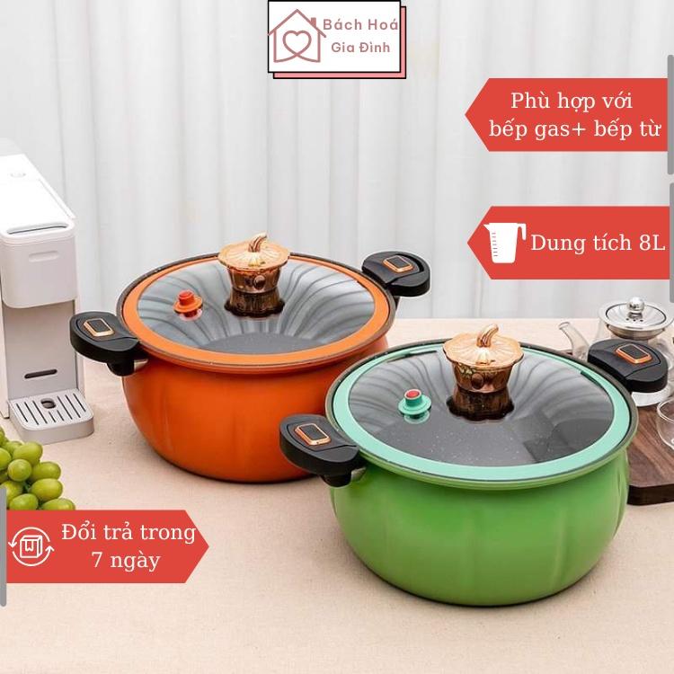 Nồi áp suất bí ngô đa năng dùng cho bếp điện và bếp từ dung tích 8L