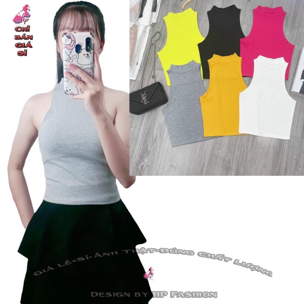 áo ba lỗ nữ sát nách croptop ôm body cổ lọ thun mịn xịn cực dễ thương mẫu mới