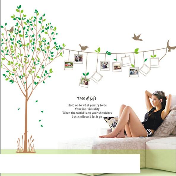 Decal trang trí tường - Cây Lá mỏng kèm dây khung hình xinh xinh