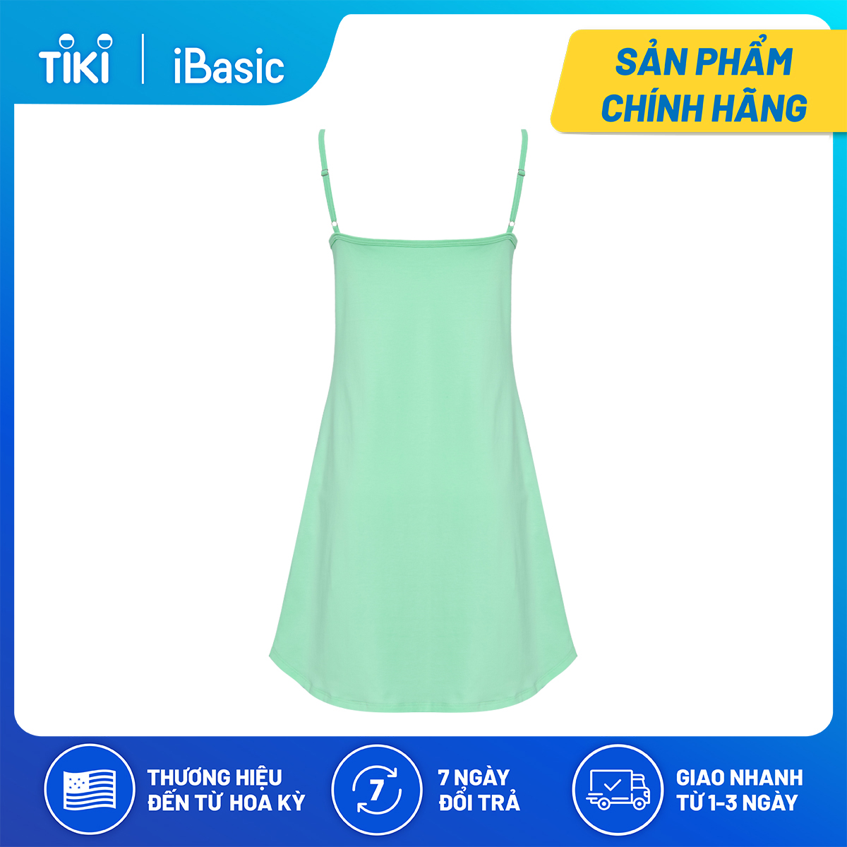 Đầm ngủ hai dây thun Cotton in hoạ tiết phía trước iBasic SW007