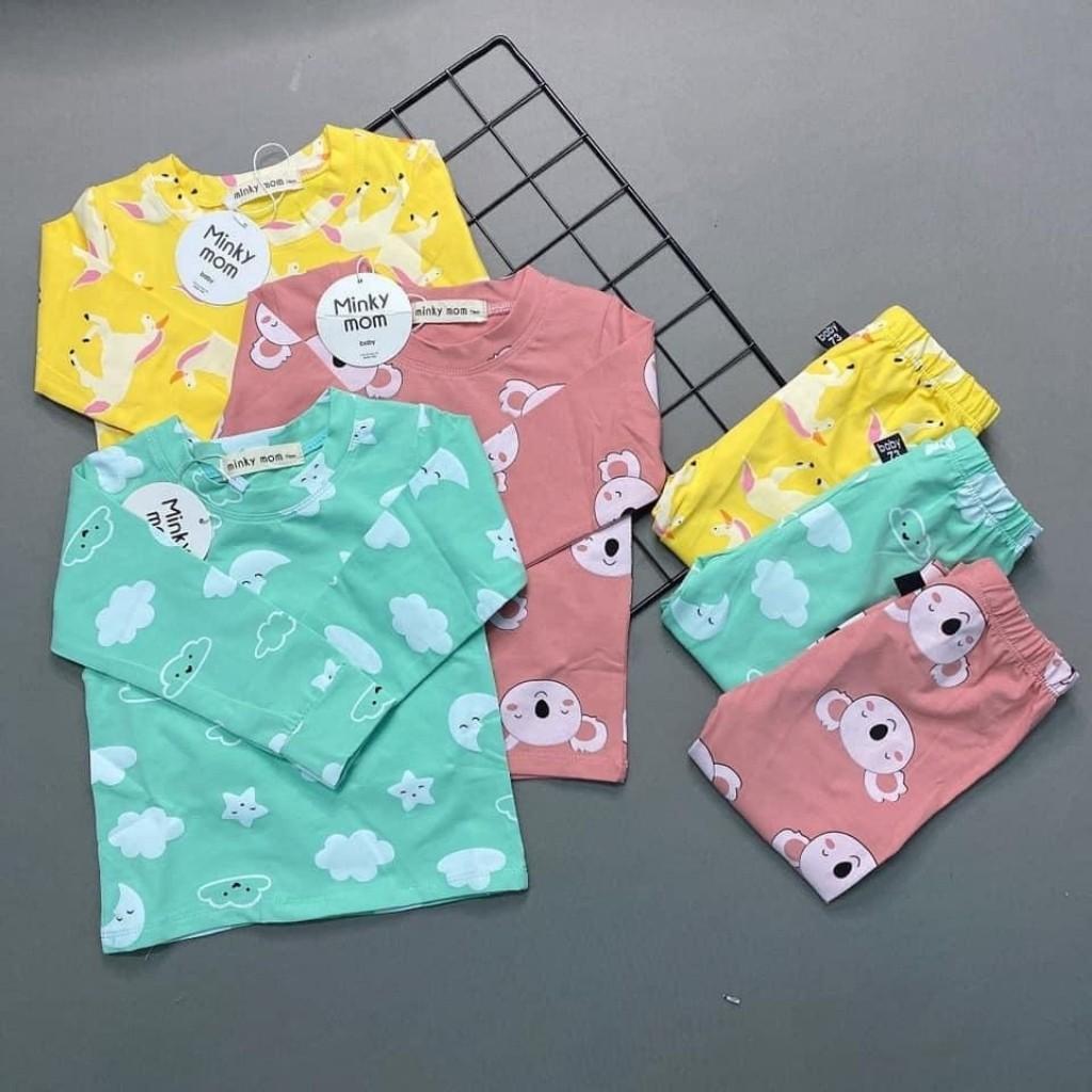 Bộ Cotton Dài Tay Cho Bé Bộ Thu Đông Dài Tay Minky Mom Cho Bé Trai Bé Gái Với Các Hình Thú Siêu Kute .