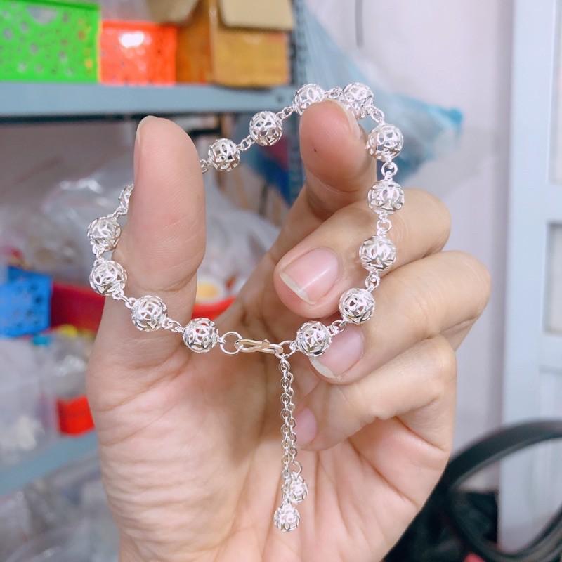 Lắc tay nữ bạc ta quả cầu kim tiền may mắn