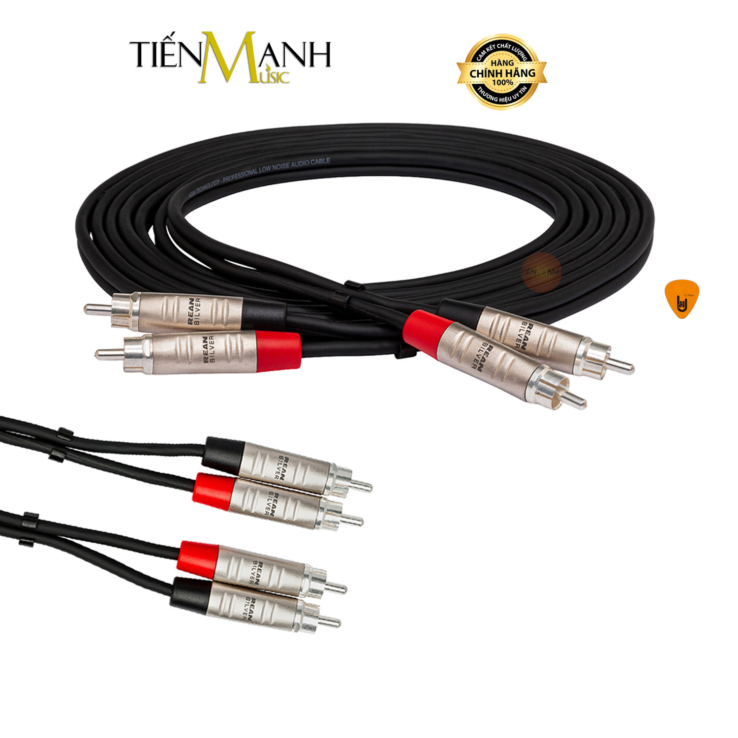 Cặp Dây Cáp Loa Kiểm Âm Hosa REAN 2 Đầu Hoa Sen RCA Pro Stereo TRS HRR-003X2, HRR-005X2, HRR-010X2, HRR-015X2, HRR-020X2, HRR-050X2, HRR-075X2, HRR-100X2 Studio Monitor Cable Hàng Chính Hãng - Kèm Móng Gẩy DreamMaker