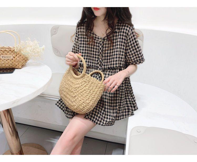 SHUANGYAN Ngọt ngào bông vải ngắn tay áo sơ mi nữ 2023 mùa hè Hàn Quốc lỏng lẻo búp bê áo Top 100 sọc interlining váy