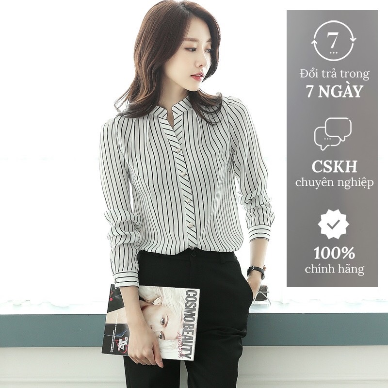 Sơ mi kẻ sọc tay lỡ Sm05