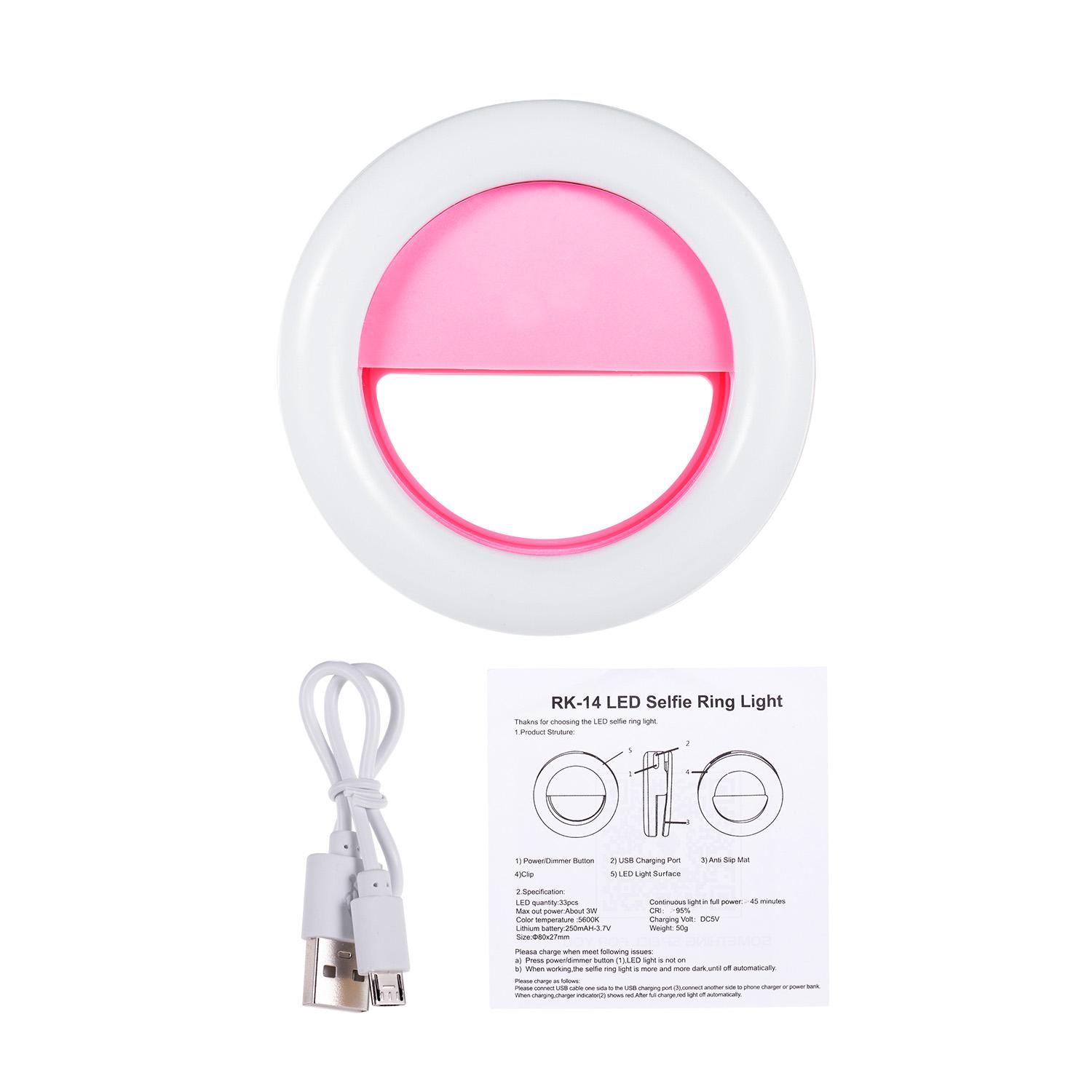 Đèn LED Ring Light Clip-on 3 cấp độ Độ sáng Màu trắng 5600K 3W CRI95 cho điện thoại thông minh Selfie