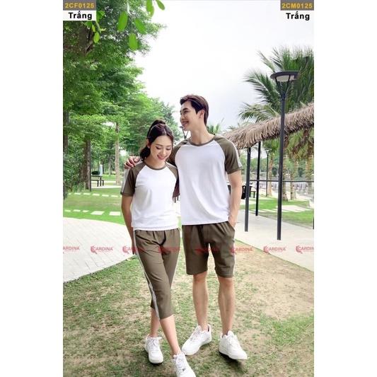 mã 2CM01 - Bộ thể thao nam cotton lửng phối tay CARDINA.Chất liệu Cotton Organic thoáng mát