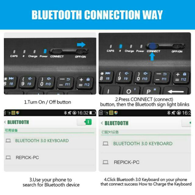 Bao da bàn phím cho điện thoại iPhone, máy tính bảng cao cấp Bluetooth thông minh
