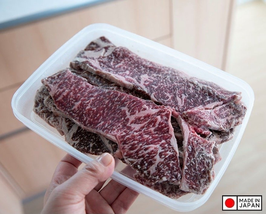 Hộp nhựa đựng thực phẩm nắp dẻo, dáng dẹt 1L Nakaya Nhật Bản