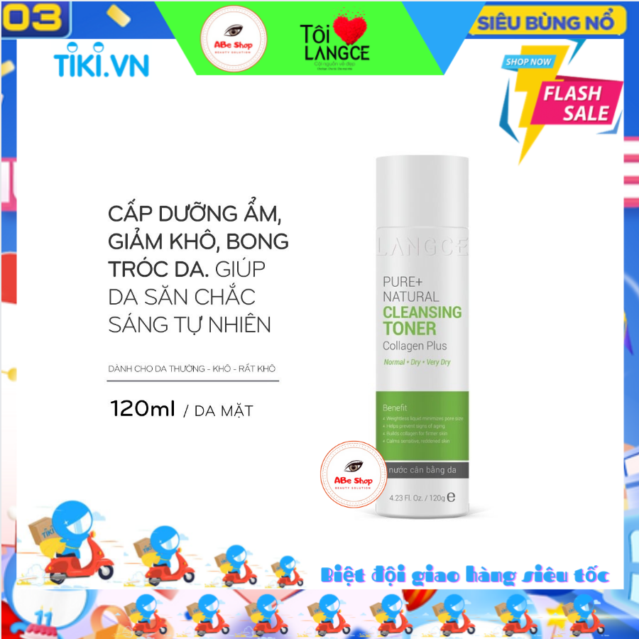 TONER - NƯỚC CÂN BẰNG DA COLLAGEN+ TỰ NHIÊN 120ml DA KHÔ - TEM XANH LANGCE