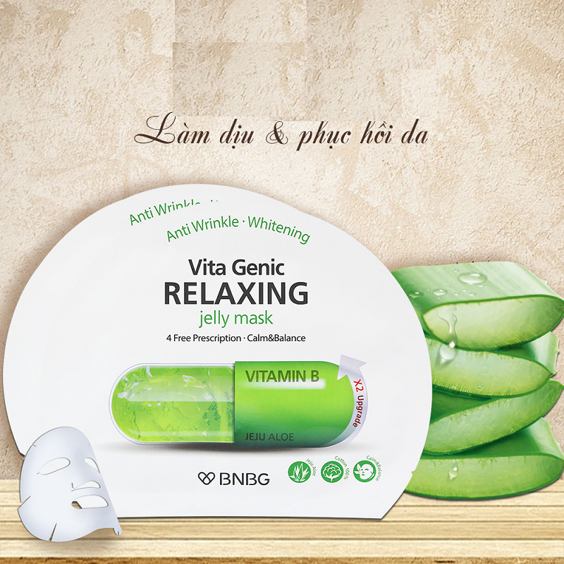 Combo 10 Mặt nạ dưỡng da giúp thư giãn và phục hồi làn da mệt mỏi BNBG Vita Genic Relaxing Jelly Mask (Vitamin B) 30ml x10