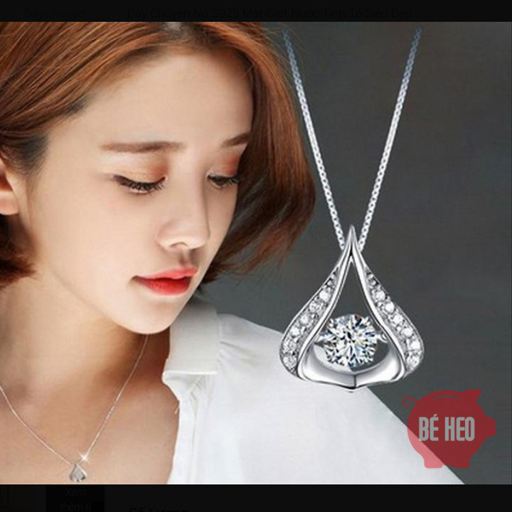 Dây chuyền bạc đá zircon - Dây chuyền nữ trái tim - Trang sức Bé Heo BHDC250