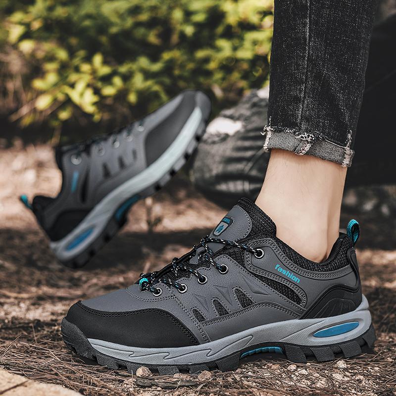 Đàn ông đi bộ đường dài ngoài trời không trượt chống trượt chống leo núi trekking núi chất lượng cao, du lịch du lịch giày núi ren lên Color: Black Orange Shoe Size: 42