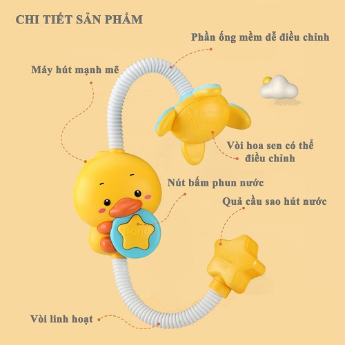 Sen Tắm Hình Vịt Con Chạy PIN Cho Bé Nhựa An Toàn Cho Trẻ Nhỏ