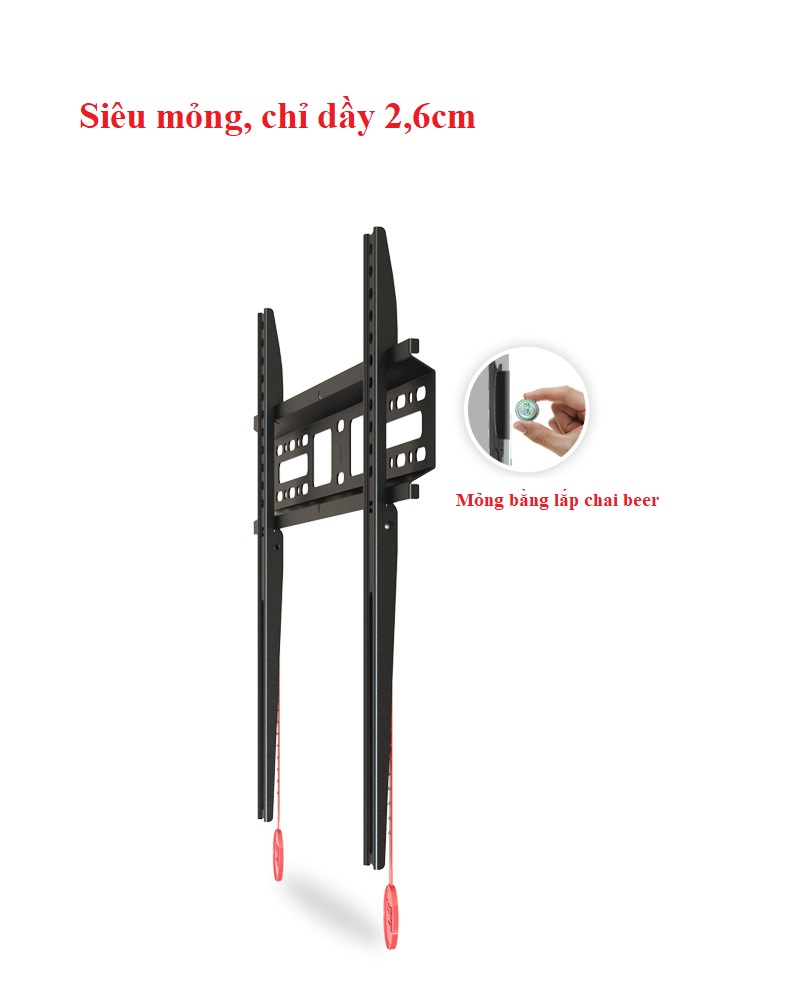 Giá treo tivi thẳng tường nhập khẩu NB D2F dùng cho tivi 32-55 inch siêu mỏng 2,6cm