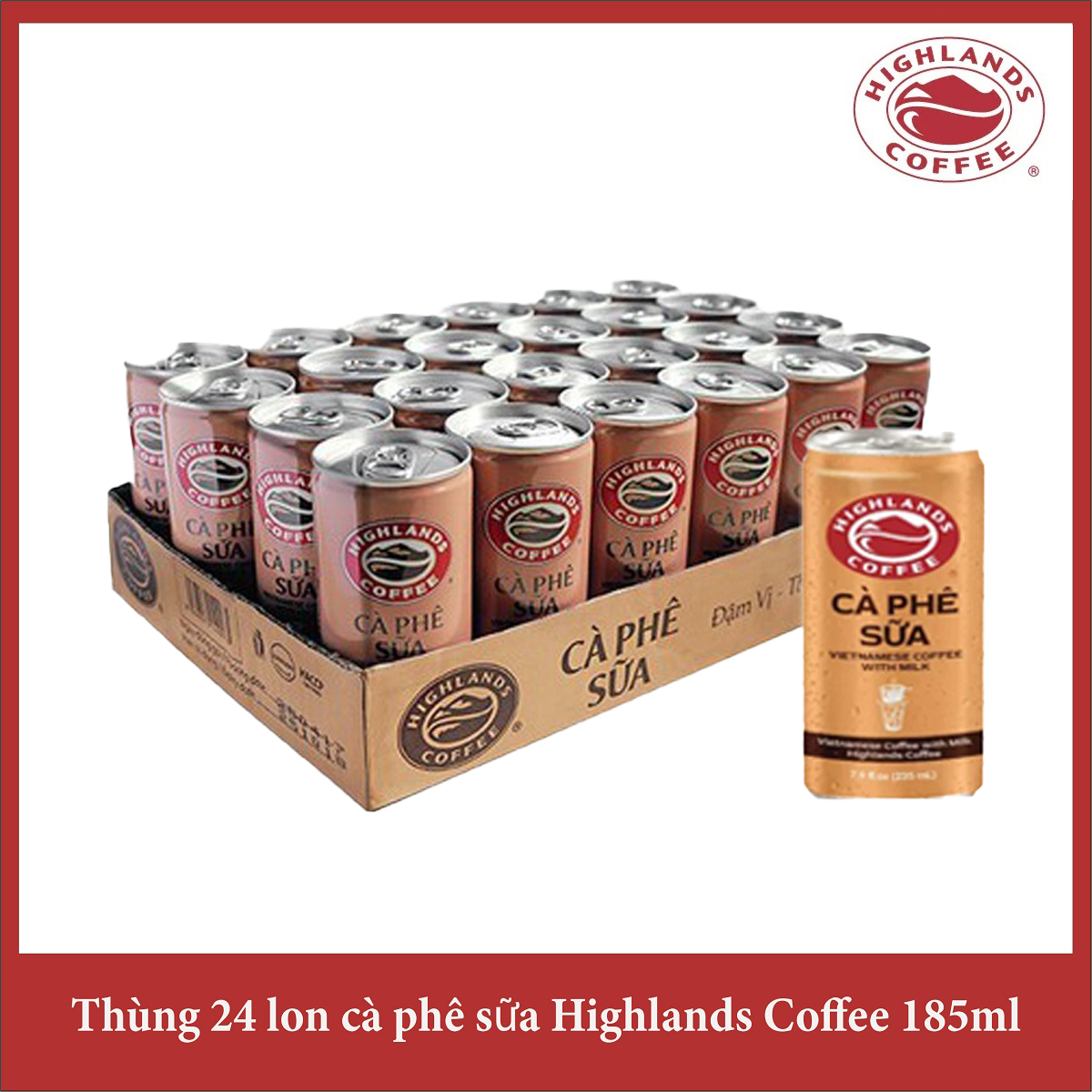 Thùng 24 lon cà phê sữa Highlands Coffee 185ml