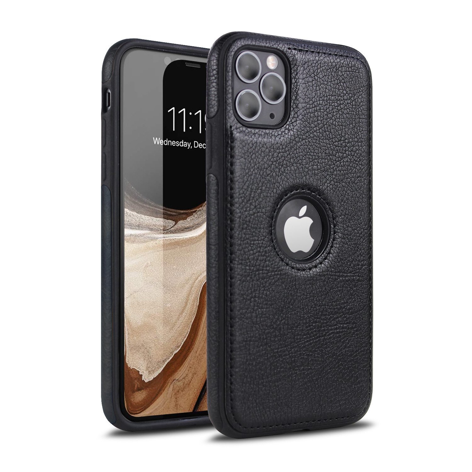 Ốp lưng da cao cấp dành cho iPhone 11 Pro Max - Màu đen