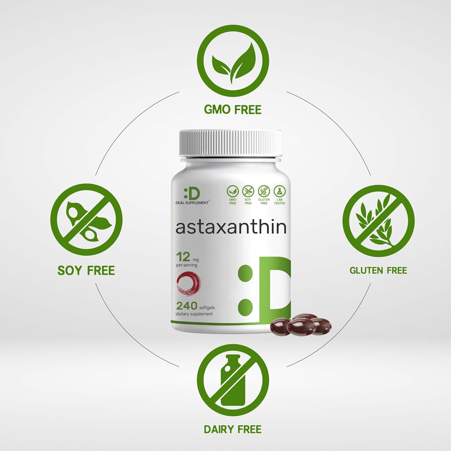 Deal Supplement Astaxanthin (12mg - 240 Viên) Viên Uống Chống Oxy Hóa, Đẹp Da Tăng Hệ Miễn Dịch Tốt Cho Tim