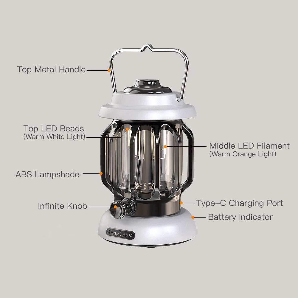 Đèn Lồng Cắm Trại Mini Usb Với Ánh Sáng Trắng Cam Ấm Áp Ipx4 Chống Nước