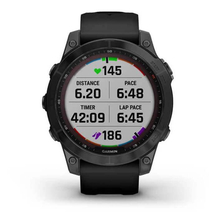 Đồng Hồ Thông Minh Garmin Fenix 7 Sapphire Solar Black DLC Titanium with Black Band - Hàng Chính Hãng