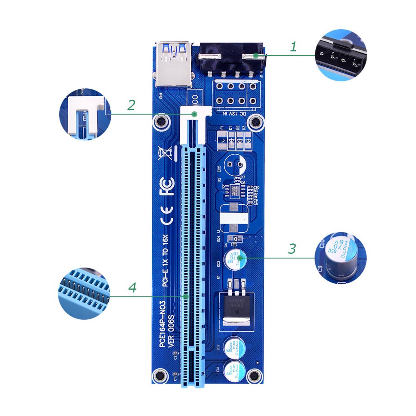 VER006S PCI- Card PCIE 1X to 16X USB 3.0  Power for