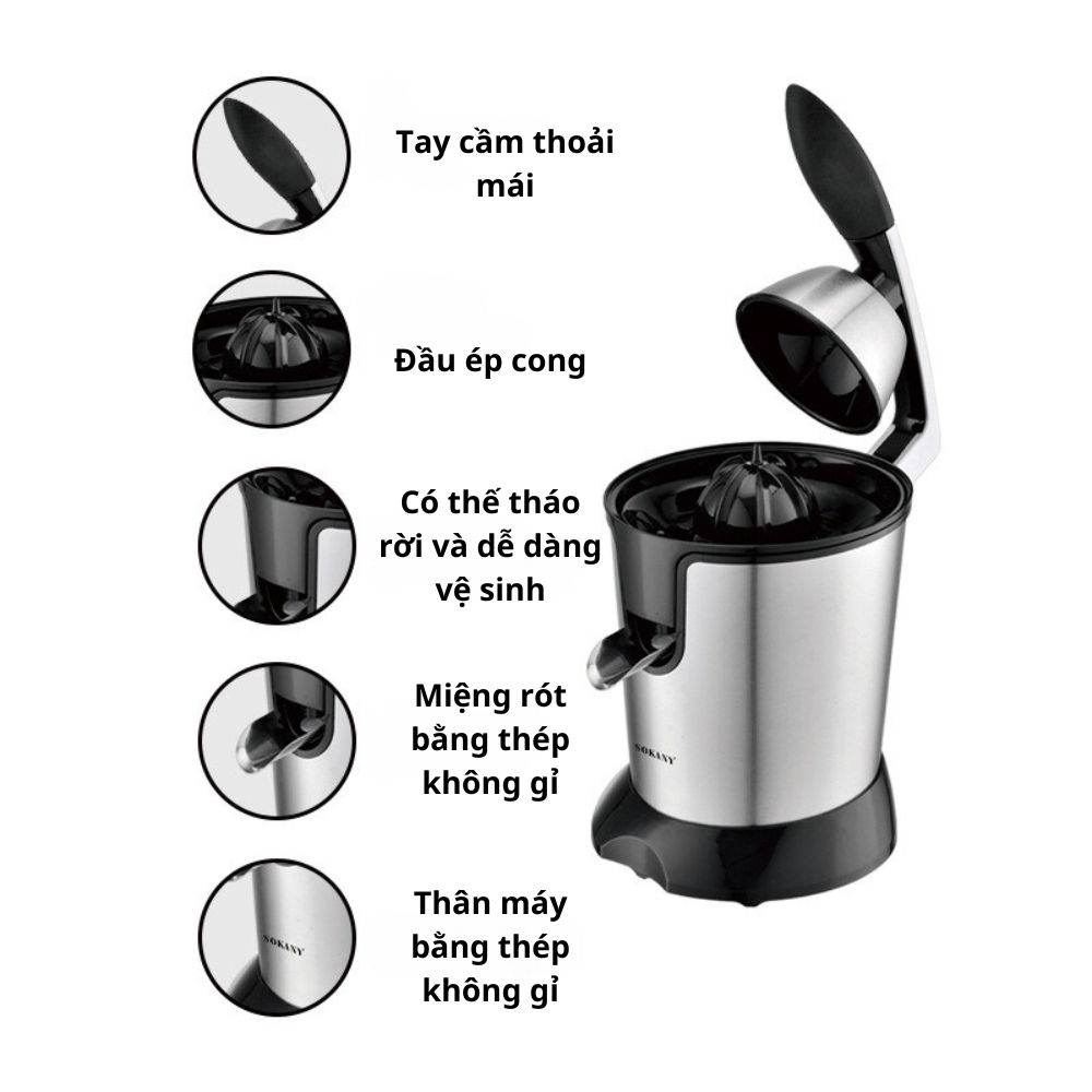 Máy vắt cam, máy ép cam SOKANY SK-651E - Vắt cam nhanh chóng, tiện lợi, dễ dàng vệ sinh, sử dụng - HÀNG CHÍNH HÃNG -DELIYA