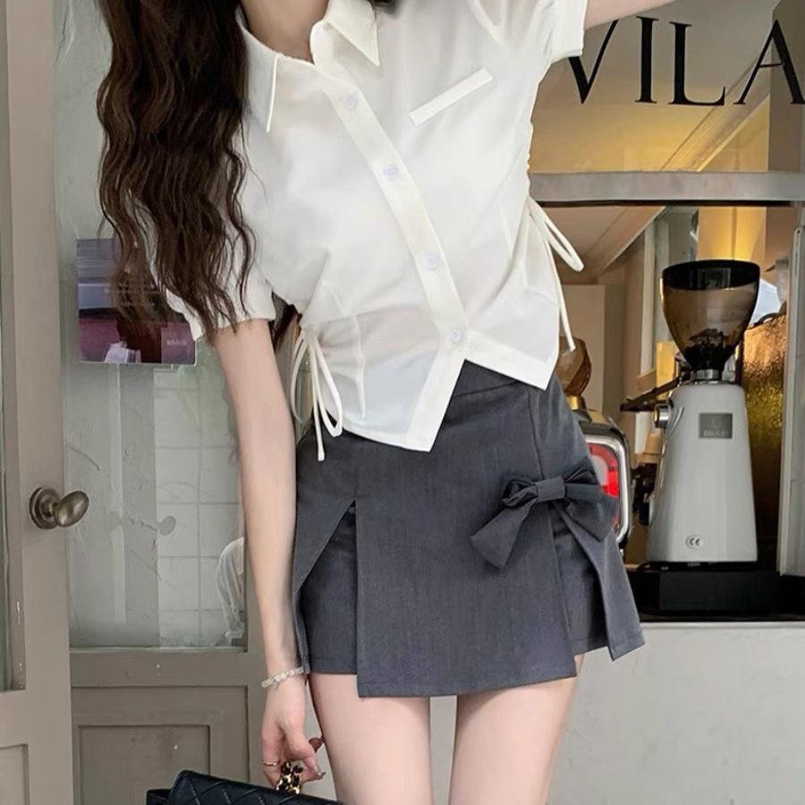 Áo sơ mi nữ bigsize rút dây eo, Áo kiểu nữ big size form rộng vải kate lụa 58-95kg SM11 - Màu hồng