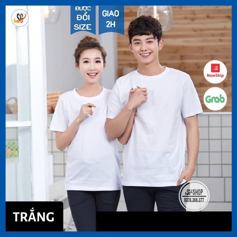 Áo đôi - Áo thun trơn nam nữ - Màu trắng - Thun cotton 4 chiều