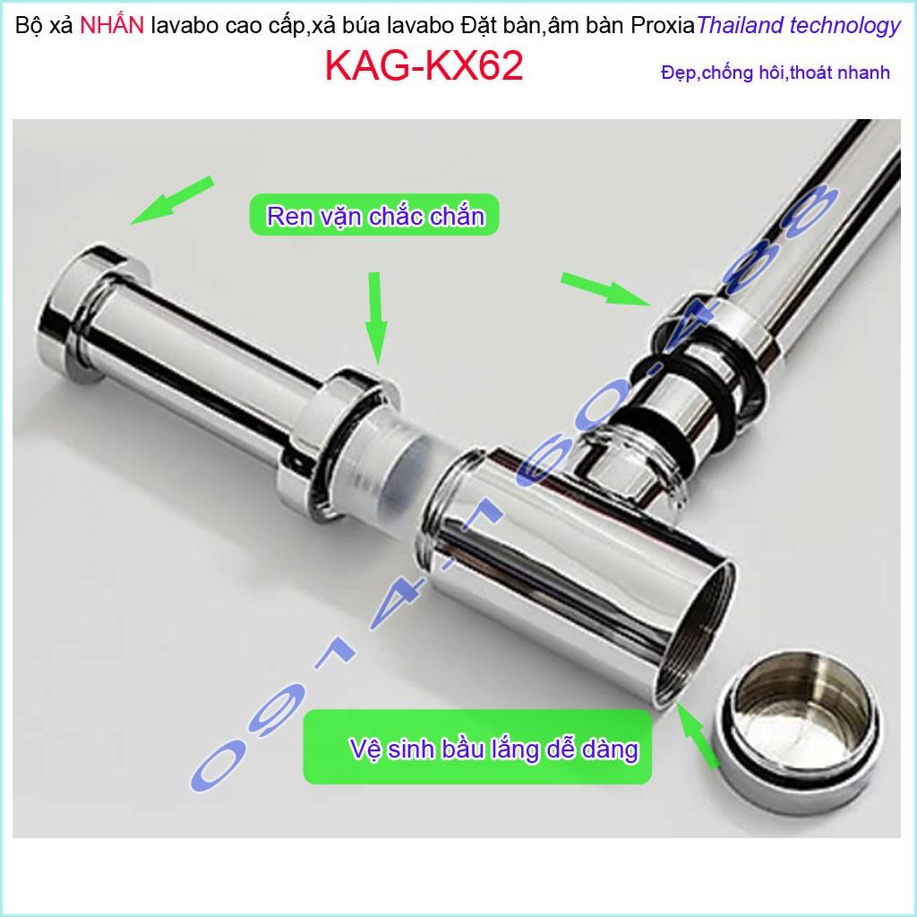 Xả lavabo KAG-KX62 Thailand, bộ xả bồn rửa mặt co búa cao cấp inox dày sáng bóng thoát nhanh chống hôi tốt