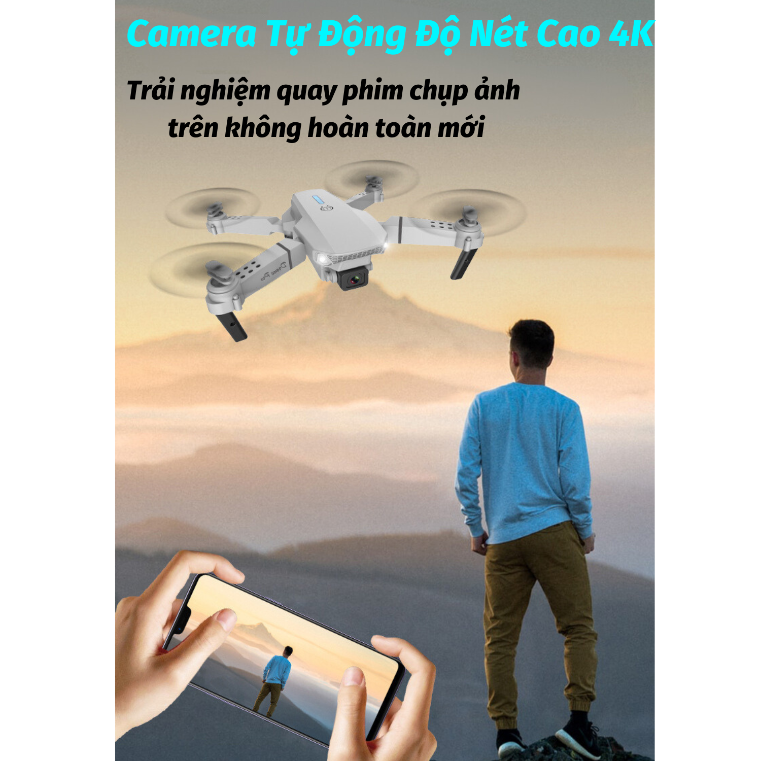 Flycam E88 Pro Trang bị 2 Camera 4 Sắc Nét, Máy Bay Điều Khiển Từ Xa Flycam Giá Rẻ, Mavic 2 Pro, SG700, Air 2S, L900 pro, L106 pro - Hàng Chính Hãng