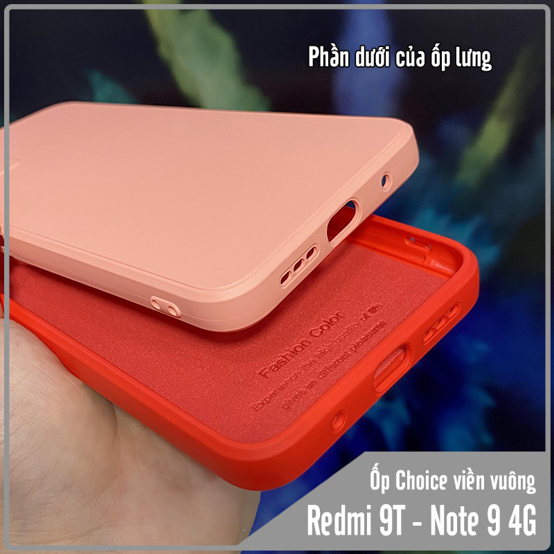 Ốp lưng cho Xiaomi Redmi 9T Choice viền vuông dẻo lót nhung che camera