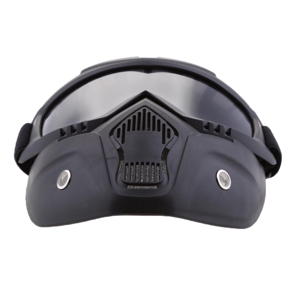 2x Motorcycle Riding Helmet Windproof Face Mask Detachable Goggles Smoke