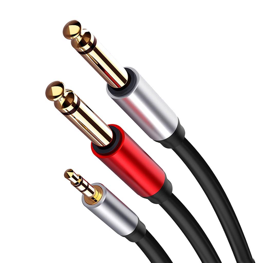 3.5mm Stereo Male to 2 x 6.35mm Mono Male Audio Splitter Cable Adapter Cord