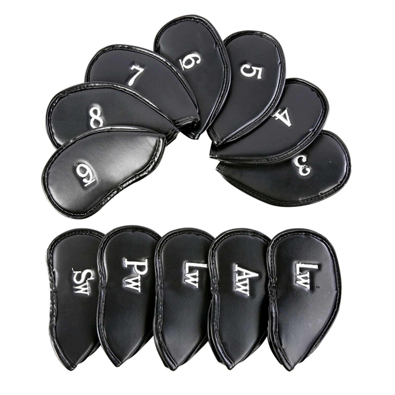 12 Pieces Golf Iron Headcover Set Premium PU Leather Golf Club Head Covers