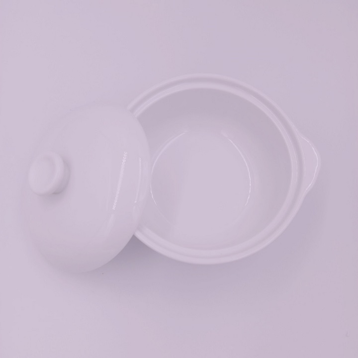 Bát 2 tai có nắp đựng súp, chưng đồ ăn dặm size 5 inch tặng kèm thìa sứ cao cấp