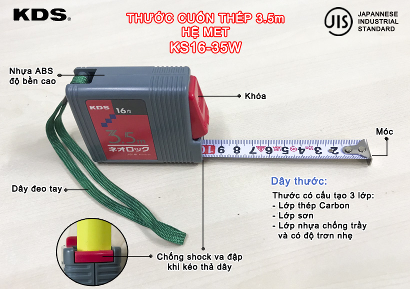 THƯỚC CUỘN THÉP 3.5m KDS KS-1635W