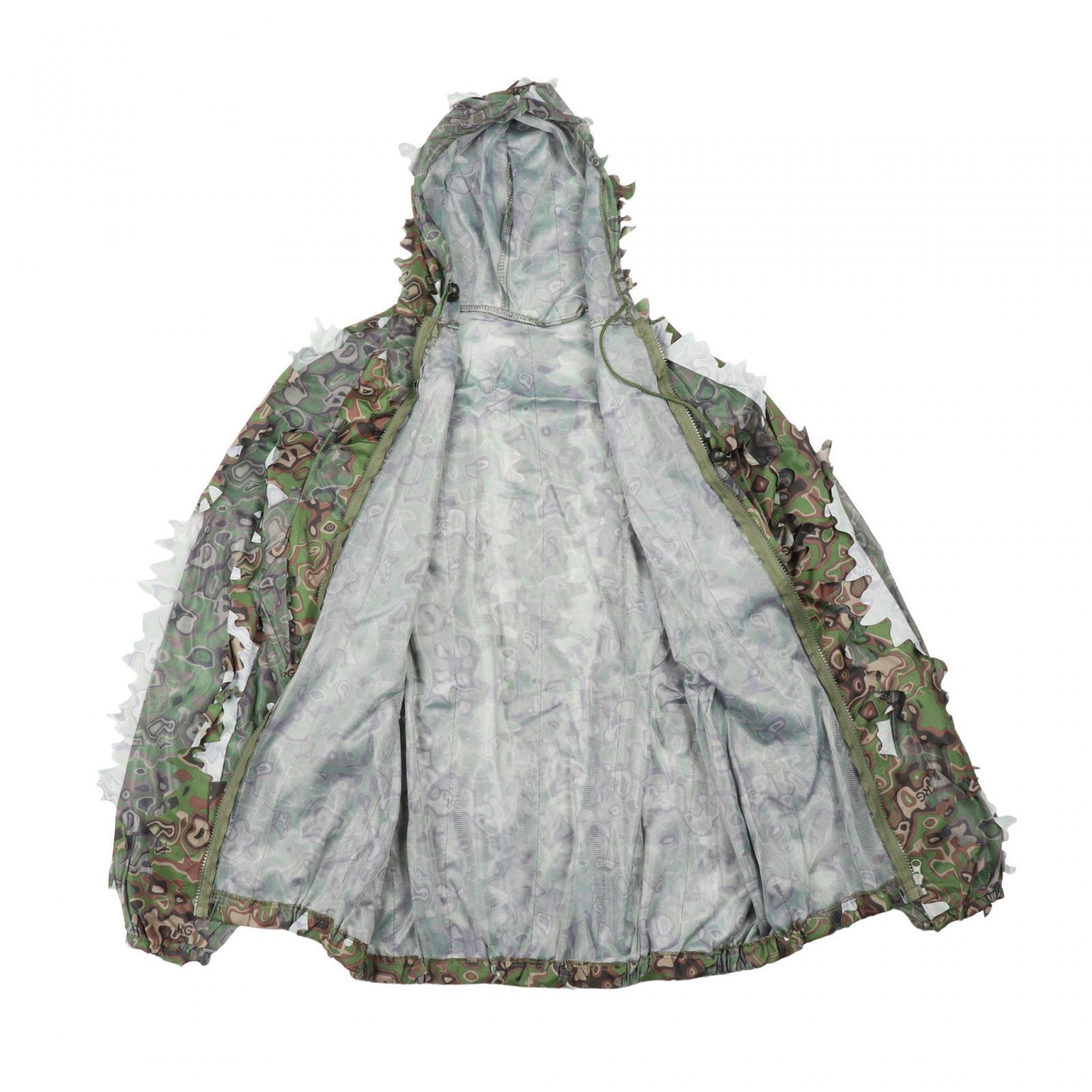 3D Leaves Ghillie Suit Set Woodland Hunting Jacket Pant Forest Adventure Clothes Summer Clothing Camouflage for Farming Hiking Jungle Adults