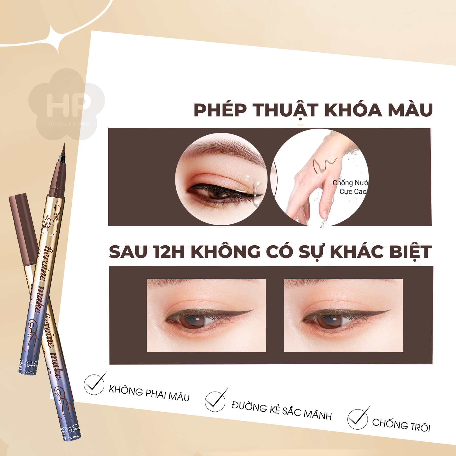Bút Kẻ Mắt Nước Giữ Nét Siêu Bền Trong 24h Nét Kẻ Sắc Mãnh Màu Nâu Trà #54 Kissme Heroine Make Prime Liquid Eyeliner Rich Keep 0.4 mL