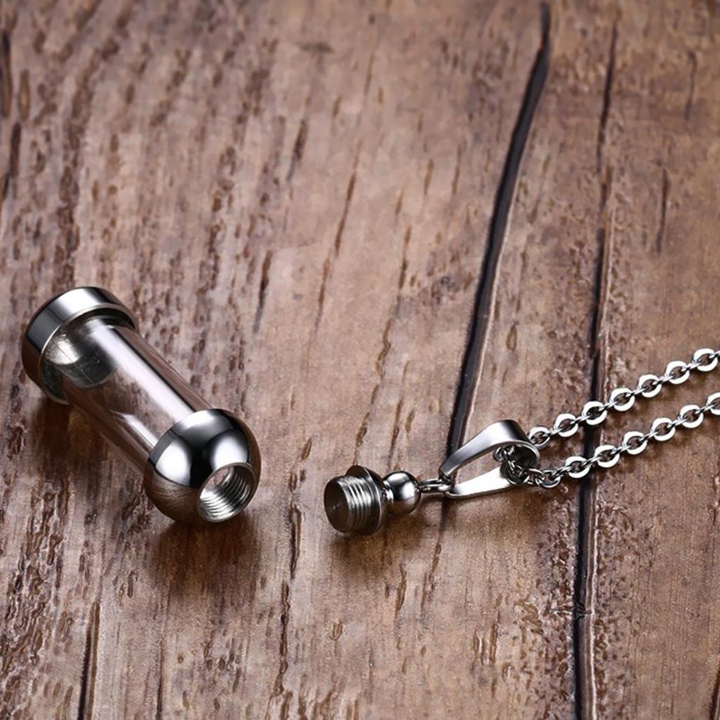 5Pcs Stainless Steel Screw  Tube Glass Bottle Urn Charms Pendant Necklace