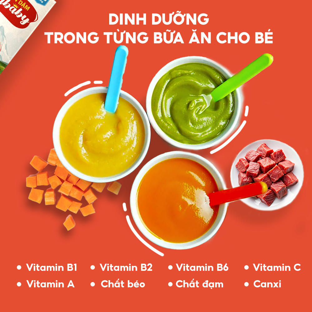 Bột Ăn Dặm Humababy Vị Thịt Bò - Bí Đỏ - Hộp 10 Gói x 25g