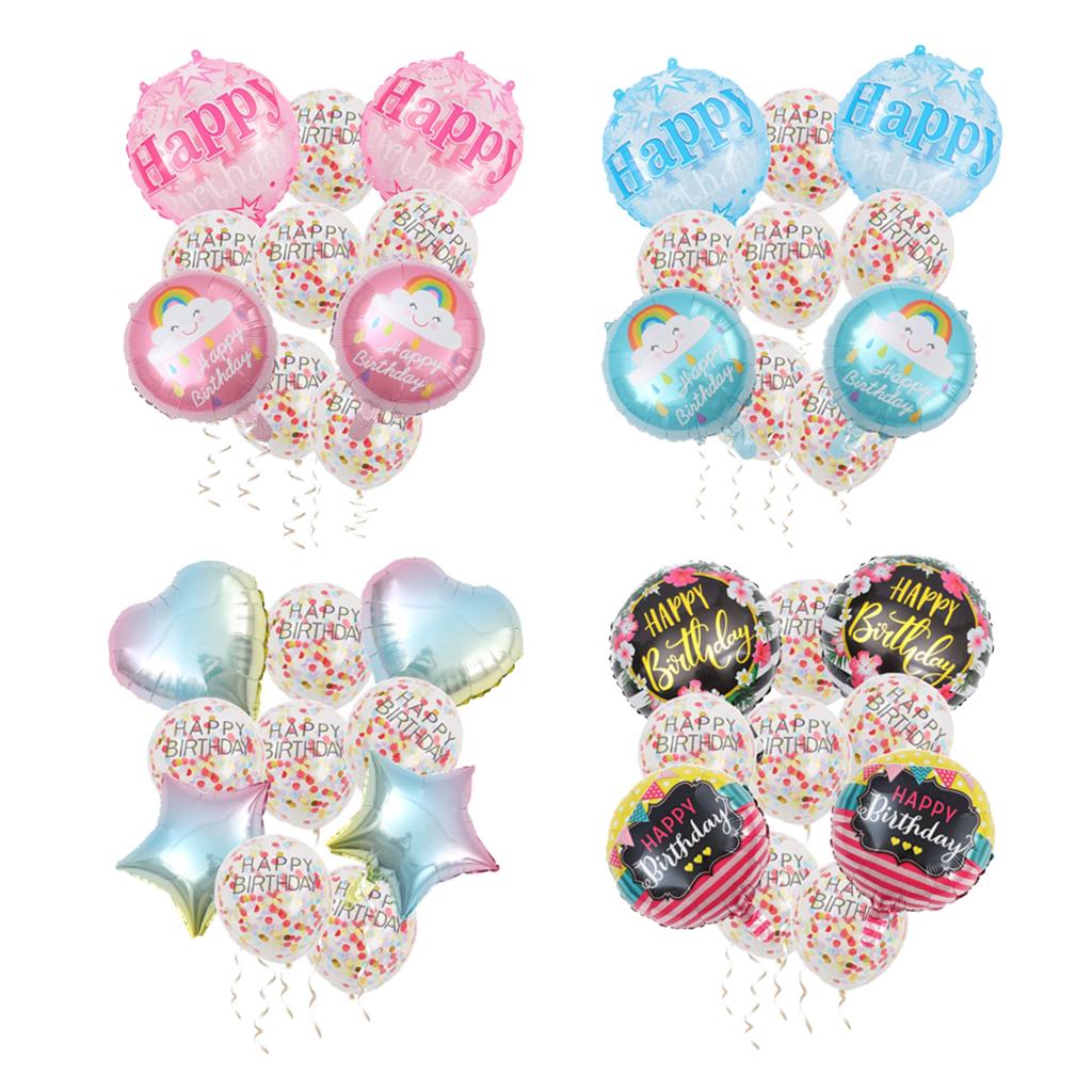 10PCS Confetti Foil Balloon Birthday Balloons Party Wedding Decor Set