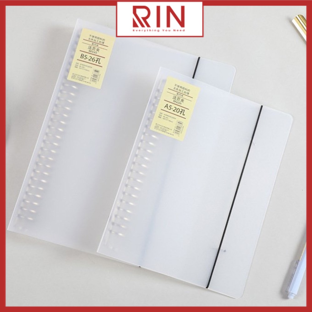 Bìa sổ tay bìa nhựa / Bìa gáy còng có thể thay lõi, ruột sổ nhiều size A5-B5-A4